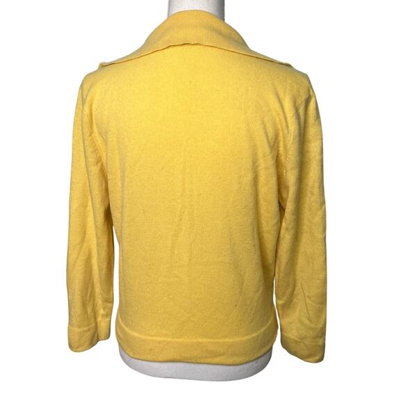 Vintage 60s Dalton Womens Size Medium Yellow Cashmere Sweater Sailor Collar - Picture 2 of 8